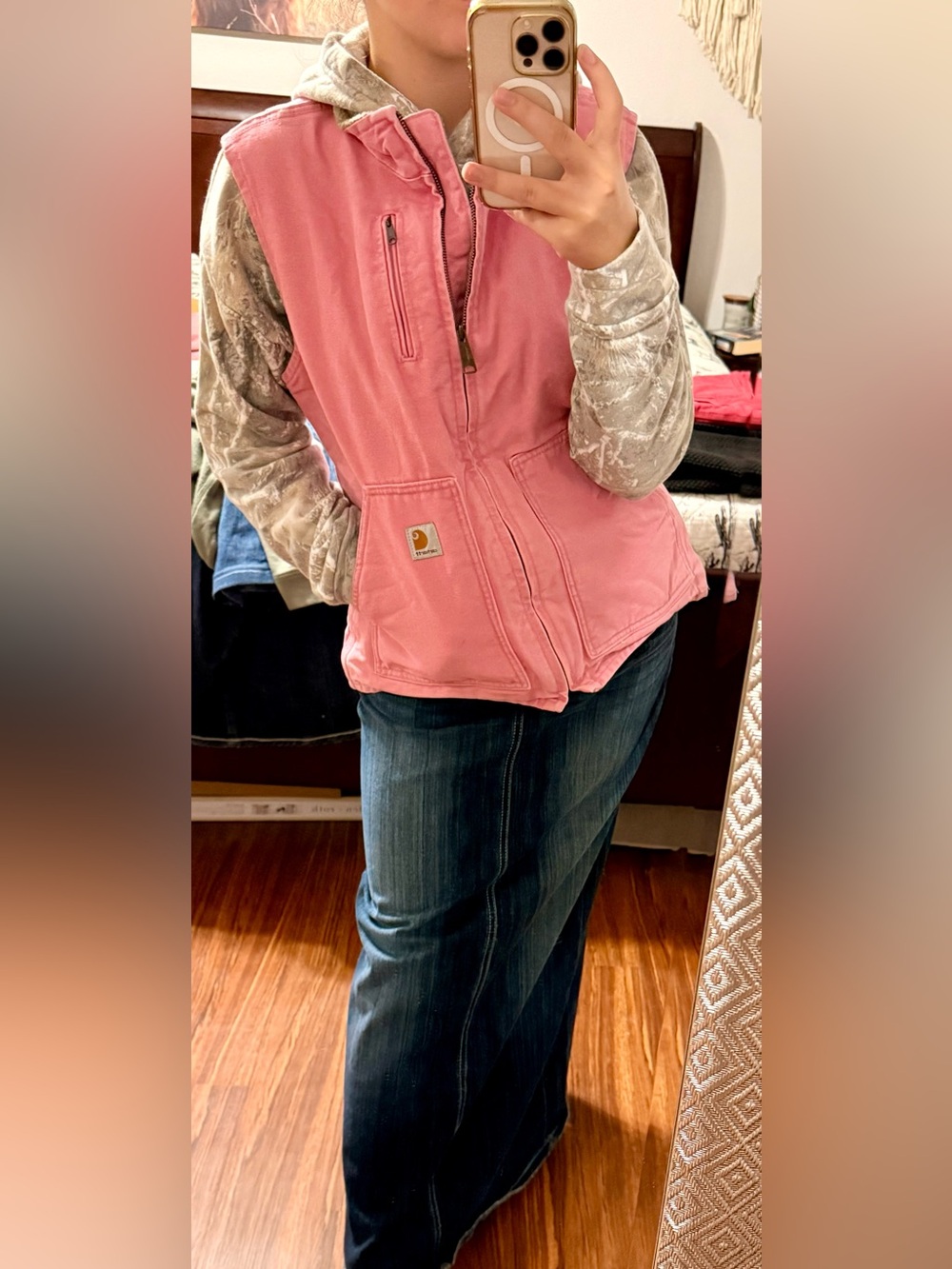 Carhartt Bubblegum Pink Canvas Sherpa Lined Vest - Picture 2 of 7